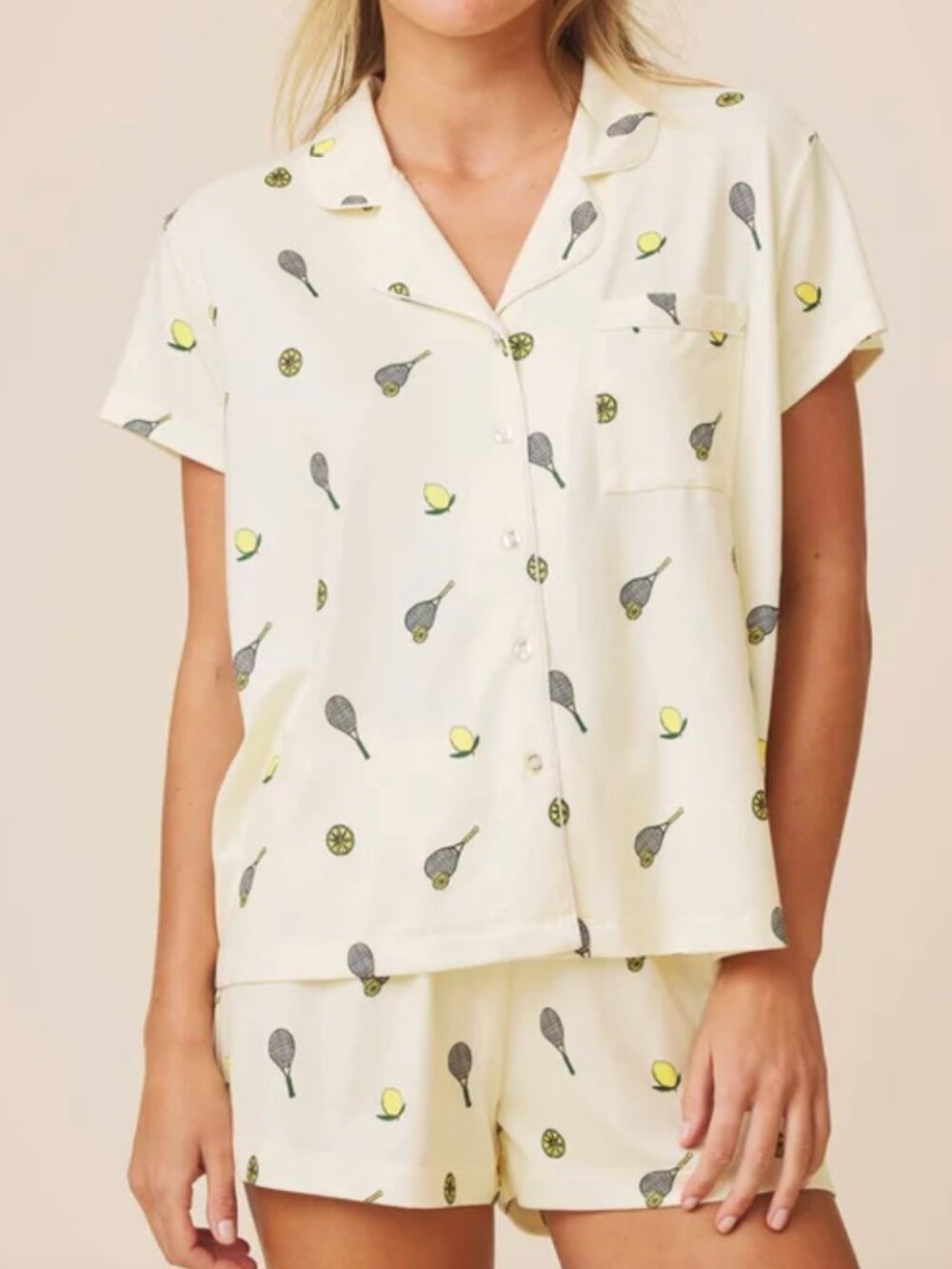 Splendid Lemon Tennis Flora Pillowsoft Short Set
